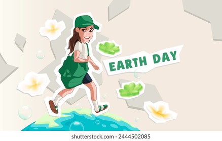 Horizontal illustration of Earth Day celebration