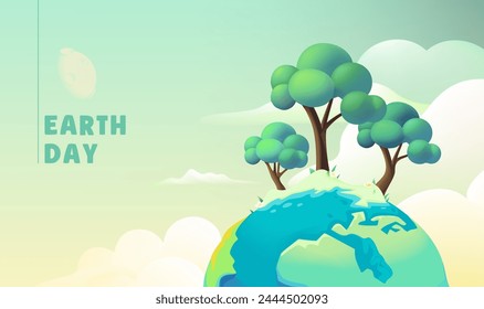 Horizontal illustration of Earth Day celebration