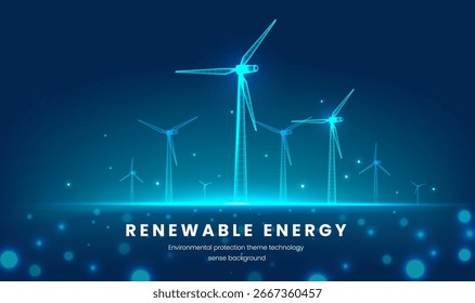 Ilustración Horizontal de la energía renovable Tecnología eólica Estilo turbina eólica