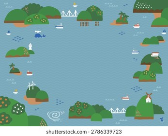 horizontal illustration of the sea and islands