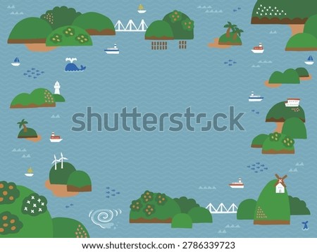 horizontal illustration of the sea and islands