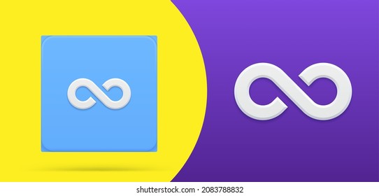 Horizontal infinity simple 3d icon button set vector illustration. Dynamic eternity, infinite, endless, loop wave lines. Symbol of unlimited, forever, cycle structure, curve arrow