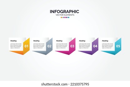 Diseño de flecha Infográfica Horizontal con 5 opciones o pasos.