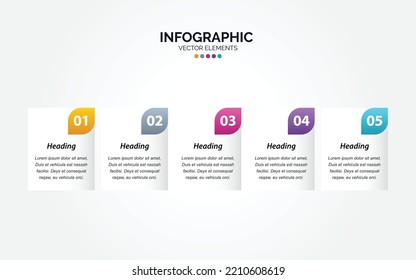 Horizontal Infographic design template with 5 options or steps.