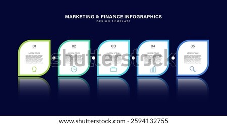Horizontal infographic design template with 5 steps or options