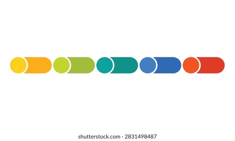 Horizontal Infographic Element Featuring Colorful Rounded Toggle Sliders and Purgatory Progress Bars for User Interface Design