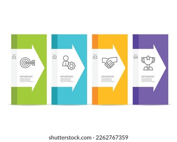 horizontal infographic element report with business icon 4 step background vector illustration