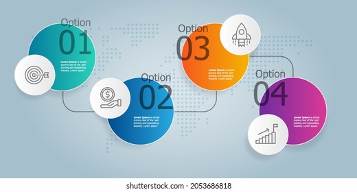 horizontal infographic presentation element template with business icon 4 options 