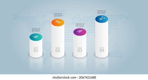 horizontal infographic presentation element template with business icon 4 options 