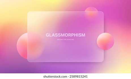 Horizontal Infographic Template for Business Presentation with Modern Glassmorphism Design for Web Interfaces Marketing Brochure or Technology Report with Circle Vector Abstract Graphic Background