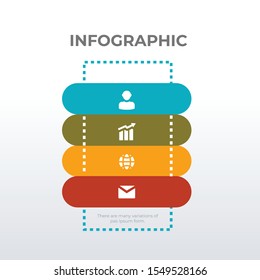 Horizontal infographic template design. Business concept infograph with 4 icons options, steps or processes. Vector visualization can be used for workflow layout, diagram, annual report, web