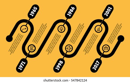 Horizontal Infographic timeline. Business concept with options, parts, steps or technology processes. Vector web template for presentation. Time line of Social tendencies and trends graph