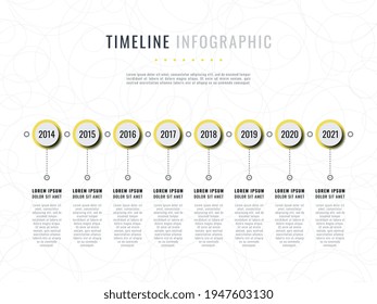 Horizontal infographic timeline template on a white background. Modern business data visualization with text boxes. Vector illustration easy to edit and customize. Eps 10