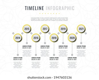 Horizontal infographic timeline template on a white background. Modern business data visualization with text boxes. Vector illustration easy to edit and customize. Eps 10
