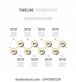 Horizontal infographic timeline template on a white background. Modern business data visualization with text boxes. Vector illustration easy to edit and customize. Eps 10
