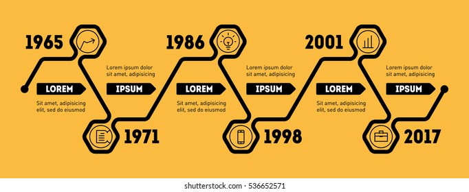 Horizontal Infographic Timeline. Vector Web Template For Presentation. Time Line Of Social Tendencies And Trends Graph. Business Concept With Options, Parts, Steps Or Technology Processes.