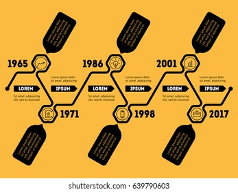 Horizontal Infographic timeline, vector web template for business presentation. Time line of Social tendencies and trends graph. Business concept with options, parts, steps or technology processes.