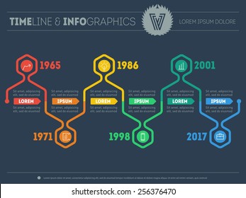 Horizontal Infographic timelines. Vector web template for presentation. Time line of Social tendencies and trends graph. Business concept with options, parts, steps or processes.