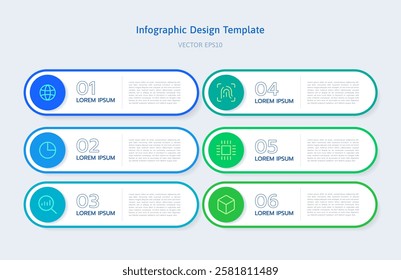 Horizontal Infographic Vector Graphic Template for Business Presentation with Modern Design. Multicolor Layout Featuring Numbers, Data and Icons for Marketing Brochure Web or Technology Report