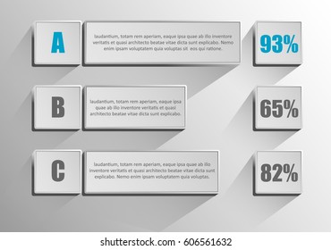 Horizontal infographics blank squares with shadows on dark grey background. RGB EPS 10 vector illustration
