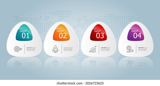horizontal infogrphics element presentation with business icons 4 steps vector illustration background