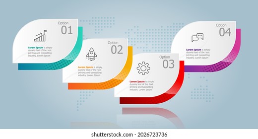horizontal infogrphics element presentation with business icons 4 steps vector illustration background