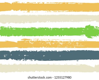 Horizontal ink lines paint stripes seamless vector summer pattern. Painted horizontal dry brush strokes stripy texture. Hand drawn paint strokes cool paintbrush lines horizontal seamless vector.