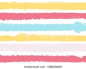 Horizontal ink lines paint stripes seamless vector summer pattern. Painted horizontal dry brush strokes stripy texture. Hand drawn paint strokes modern paintbrush lines horizontal seamless vector.