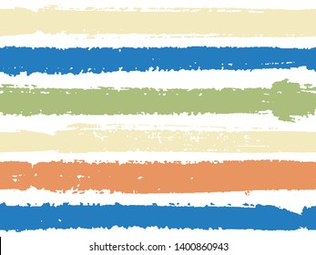 Horizontal ink lines paint stripes seamless vector summer pattern. Painted horizontal dry brush strokes stripy texture. Hand drawn paint strokes cute paintbrush lines horizontal background design.