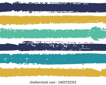 Horizontal ink lines paint stripes seamless vector summer design. Painted horizontal dry brush strokes stripy texture. Hand drawn paint strokes grunge paintbrush lines horizontal seamless vector.