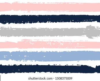Horizontal ink lines paint stripes seamless vector summer pattern. Painted horizontal dry brush strokes stripy texture. Hand drawn paint strokes hipster paintbrush lines horizontal seamless vector.