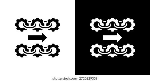 Horizontal Integration icon black and white filled.