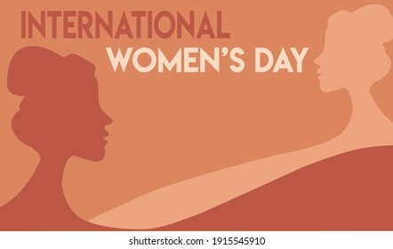 Tarjeta horizontal del Día Internacional de la Mujer. Concepto vectorial del movimiento de empoderamiento femenino.