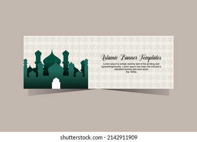 horizontal islamic banner template, banners for ramadan, eid al fitr, eid al adha,