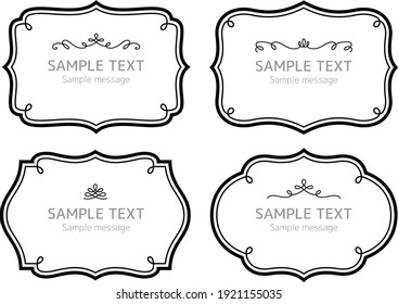 Horizontal label like frame set with European classic style shape and line decoration