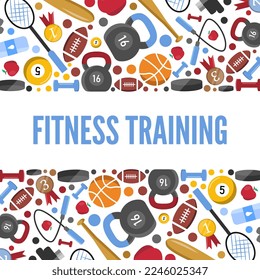 horizontal landing on the topic of sports and sports equipment.vector flat graphics