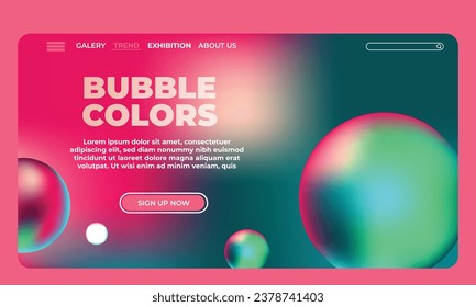 horizontal landing page template with bubble colorfull