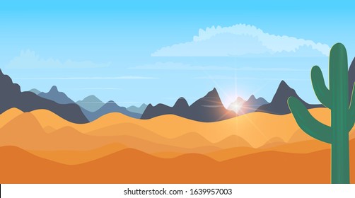 Horizontal Landscape Mountain Topography Desert Clouds Stock Vector ...