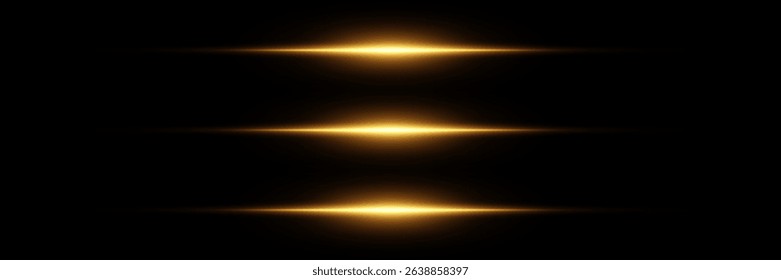 Horizontal laser line light effects. On transparent background.