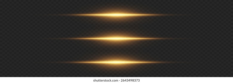 Horizontal laser line light effects. On transparent background.
