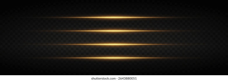Horizontal laser line light effects. On transparent background.