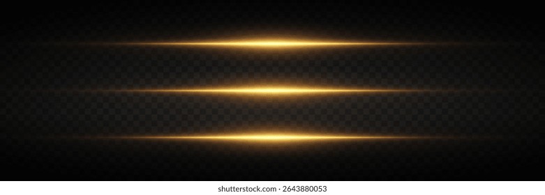 Horizontal laser line light effects. On transparent background.
