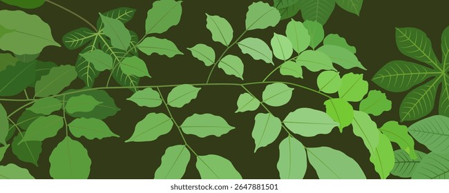 Horizontal leaf stalk background design. This design is inspired by tropical plants.