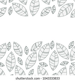 Horizontal leaves frame. Ornament for print, card, wallpaper, banner