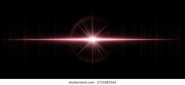 Destello de lente Horizontal con brillo equilibrado, transparencia suave y reflejos de luz. Adecuado para superposiciones, efectos de iluminación y Diseño gráfico futurista.