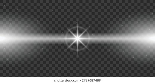 Horizontal Lens Flare Light Effect On Transparent Background With Bright Glow Beam Overlay For Photography Editing And Graphic Design Vector Illustration