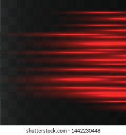 horizontal lens flares pack. Laser beams, horizontal light rays.Beautiful light flares. Glowing streaks on dark background.