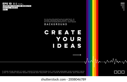 Horizontal LGBT black rainbow background