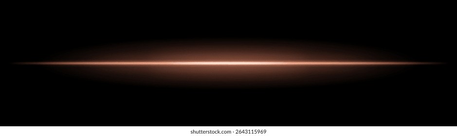 Horizontal light beam with soft radial glow on black background. Sleek minimal flare ideal for sci-fi transitions, modern lighting effects, or cinematic glow overlays.