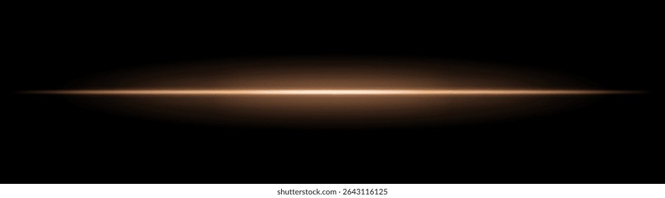 Horizontal light beam with soft radial glow on black background. Sleek minimal flare ideal for sci-fi transitions, modern lighting effects, or cinematic glow overlays.